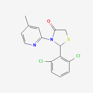 molecular formula C15H12Cl2N2OS B14257188 4-Thiazolidinone, 2-(2,6-dichlorophenyl)-3-(4-methyl-2-pyridinyl)- CAS No. 364633-77-2