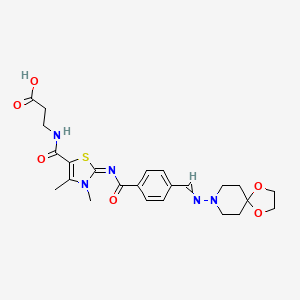 molecular formula C24H29N5O6S B14257189 3-[[2-[4-(1,4-Dioxa-8-azaspiro[4.5]decan-8-yliminomethyl)benzoyl]imino-3,4-dimethyl-1,3-thiazole-5-carbonyl]amino]propanoic acid 