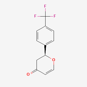 molecular formula C12H9F3O2 B14257385 4H-Pyran-4-one, 2,3-dihydro-2-[4-(trifluoromethyl)phenyl]-, (2S)- CAS No. 292836-59-0