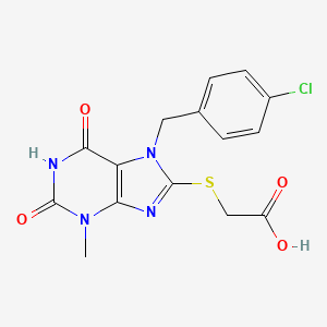 molecular formula C15H13ClN4O4S B14257996 2-((7-(4-chlorobenzyl)-3-methyl-2,6-dioxo-2,3,6,7-tetrahydro-1H-purin-8-yl)thio)acetic acid 