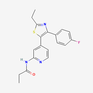 molecular formula C19H18FN3OS B14258036 N-{4-[2-Ethyl-4-(4-fluorophenyl)-1,3-thiazol-5-yl]pyridin-2-yl}propanamide CAS No. 365430-55-3