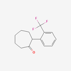 molecular formula C14H15F3O B1425839 2-[2-(Trifluoromethyl)phenyl]cycloheptan-1-one CAS No. 1274529-76-8
