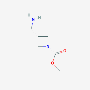 molecular formula C6H12N2O2 B1425879 1-氮杂环己烷甲酸，3-(氨基甲基)-，甲酯 CAS No. 859164-71-9