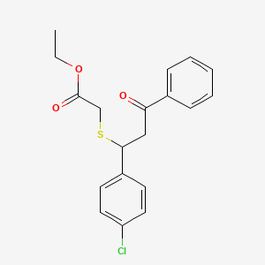 Acetic acid, [[1-(4-chlorophenyl)-3-oxo-3-phenylpropyl]thio]-, ethyl ester