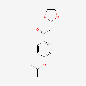 molecular formula C14H18O4 B1425945 2-(1,3-Dioxolan-2-yl)-1-(4-isopropoxy-phenyl)-ethanone CAS No. 1263366-09-1