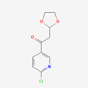 molecular formula C10H10ClNO3 B1425946 1-(6-Chloro-pyridin-3-yl)-2-(1,3-dioxolan-2-yl)-ethanone CAS No. 1263366-13-7