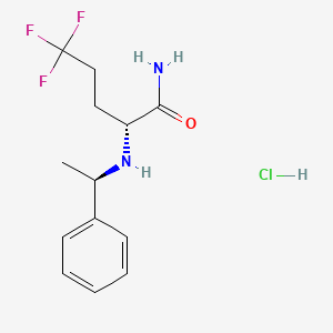 molecular formula C13H18ClF3N2O B1425948 盐酸(R)-5,5,5-三氟-2-(((R)-1-苯乙基)氨基)戊酰胺 CAS No. 1146699-61-7