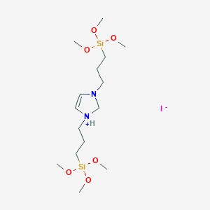 molecular formula C15H35IN2O6Si2 B14259662 1,3-Bis[3-(trimethoxysilyl)propyl]-2,3-dihydro-1H-imidazol-1-ium iodide CAS No. 406700-13-8