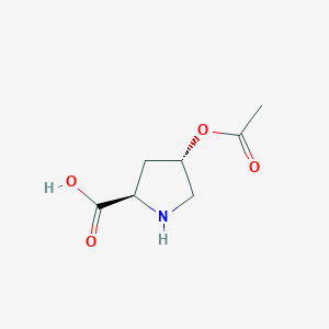 molecular formula C7H11NO4 B142597 D-Proline, 4-(acetyloxy)-, (4S)- CAS No. 142796-93-8