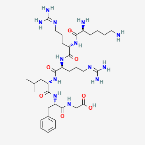 molecular formula C35H61N13O7 B14259757 L-Lysyl-N~5~-(diaminomethylidene)-L-ornithyl-N~5~-(diaminomethylidene)-L-ornithyl-L-leucyl-L-phenylalanylglycine CAS No. 401584-74-5