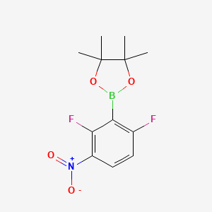 molecular formula C12H14BF2NO4 B1426022 2-(2,6-二氟-3-硝基苯基)-4,4,5,5-四甲基-1,3,2-二氧杂硼环丁烷 CAS No. 1451391-10-8