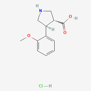 molecular formula C12H16ClNO3 B1426042 (+/-)-trans-4-(2-Methoxyphenyl)pyrrolidine-3-carboxylic acid hydrochloride CAS No. 1330750-51-0