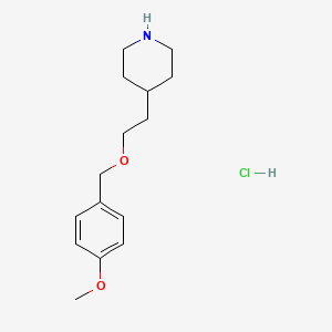 molecular formula C15H24ClNO2 B1426047 4-{2-[(4-Methoxybenzyl)oxy]ethyl}piperidine hydrochloride CAS No. 1220032-50-7