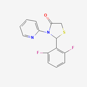 B14260821 4-Thiazolidinone, 2-(2,6-difluorophenyl)-3-(2-pyridinyl)- CAS No. 364633-70-5