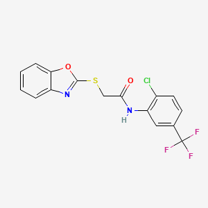 molecular formula C16H10ClF3N2O2S B14260852 2-(1,3-benzoxazol-2-ylsulfanyl)-N-[2-chloro-5-(trifluoromethyl)phenyl]acetamide 