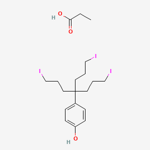 4-[1,7-Diiodo-4-(3-iodopropyl)heptan-4-yl]phenol;propanoic acid