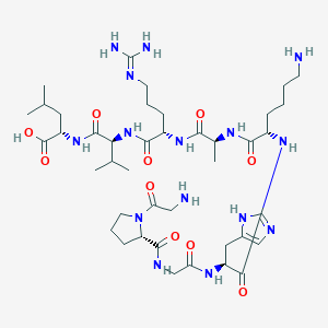 molecular formula C41H71N15O10 B14261459 Glycyl-L-prolylglycyl-L-histidyl-L-lysyl-L-alanyl-N~5~-(diaminomethylidene)-L-ornithyl-L-valyl-L-leucine CAS No. 169034-77-9