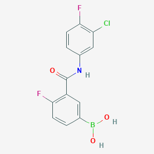 molecular formula C13H9BClF2NO3 B1426204 3-(3-Chloro-4-fluorophenylcarbamoyl)-4-fluorophenylboronic acid CAS No. 1451393-29-5