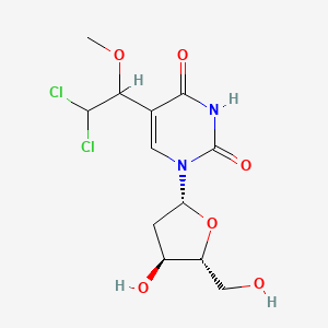 molecular formula C12H16Cl2N2O6 B14262623 5-(2,2-Dichloro-1-methoxy-ethyl)-1-((2R,4S,5R)-4-hydroxy-5-hydroxymethyl-tetrahydro-furan-2-yl)-1H-pyrimidine-2,4-dione CAS No. 160109-86-4