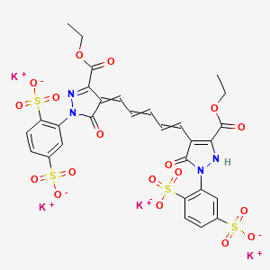 molecular formula C29H22K4N4O18S4 B14262698 tetrapotassium;2-[4-[5-[1-(2,5-disulfonatophenyl)-3-ethoxycarbonyl-5-oxopyrazol-4-ylidene]penta-1,3-dienyl]-5-ethoxycarbonyl-3-oxo-1H-pyrazol-2-yl]benzene-1,4-disulfonate CAS No. 160683-19-2