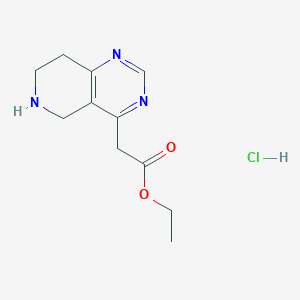 molecular formula C11H16ClN3O2 B1426284 Ethyl 2-(5,6,7,8-tetrahydropyrido[4,3-d]pyrimidin-4-yl)acetate hydrochloride CAS No. 1187830-78-9