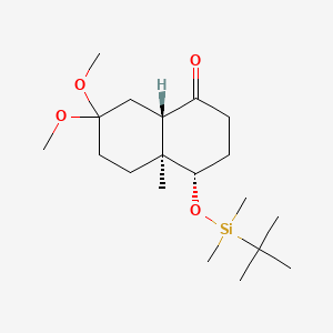 molecular formula C19H36O4Si B14263007 (4S,4aS,8aS)-4-[tert-butyl(dimethyl)silyl]oxy-7,7-dimethoxy-4a-methyl-3,4,5,6,8,8a-hexahydro-2H-naphthalen-1-one CAS No. 136379-64-1