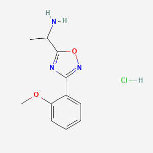 molecular formula C11H14ClN3O2 B1426315 1-[3-(2-Methoxyphenyl)-1,2,4-oxadiazol-5-yl]ethan-1-amine hydrochloride CAS No. 1354962-91-6