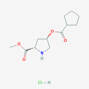 molecular formula C12H20ClNO4 B1426317 盐酸（2S、4S）-4-[(环戊基羰基）氧基]-2-吡咯烷酮甲酯 CAS No. 1354487-67-4