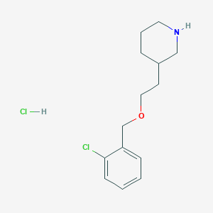 molecular formula C14H21Cl2NO B1426320 3-{2-[(2-氯苯甲基)氧基]乙基}哌啶盐酸盐 CAS No. 1220018-64-3