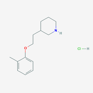 molecular formula C14H22ClNO B1426325 3-[2-(2-甲基苯氧基)乙基]哌啶盐酸盐 CAS No. 1220031-74-2