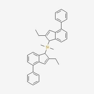 molecular formula C36H36Si B14263256 Bis(2-ethyl-4-phenyl-1H-inden-1-yl)(dimethyl)silane CAS No. 154380-64-0