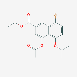 molecular formula C18H19BrO5 B14263264 2-Naphthalenecarboxylic acid, 4-(acetyloxy)-8-bromo-5-(1-methylethoxy)-, ethyl ester 