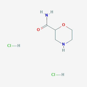 molecular formula C5H12Cl2N2O2 B1426329 Morpholine-2-carboxylic acid amide dihydrochloride CAS No. 1235655-56-7