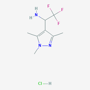 molecular formula C8H13ClF3N3 B1426360 2,2,2-三氟-1-(三甲基-1H-吡唑-4-基)乙胺盐酸盐 CAS No. 1354963-50-0