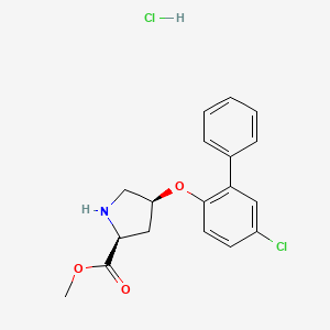 molecular formula C18H19Cl2NO3 B1426415 甲基 (2S,4S)-4-[(5-氯[1,1'-联苯]-2-基)-氧基]-2-吡咯烷甲酸盐酸盐 CAS No. 1354486-26-2