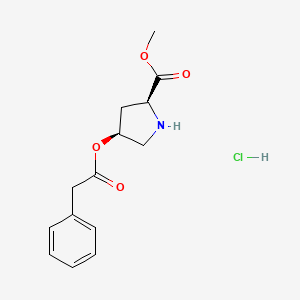 molecular formula C14H18ClNO4 B1426423 甲基 (2S,4S)-4-[(2-苯乙酰基)氧基]-2-吡咯烷甲酸盐酸盐 CAS No. 1354488-18-8