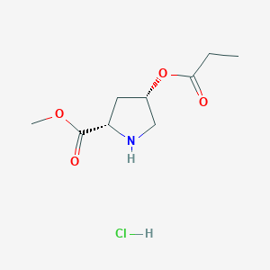 molecular formula C9H16ClNO4 B1426430 盐酸甲基 (2S,4S)-4-(丙酰氧基)-2-吡咯烷羧酸酯 CAS No. 1354487-20-9