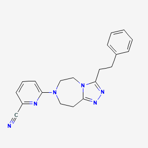 molecular formula C20H20N6 B1426452 6-(3-苯乙基-8,9-二氢-5H-[1,2,4]三唑并[4,3-d][1,4]二氮杂卓-7(6H)-基)吡啶甲腈 CAS No. 1309141-29-4