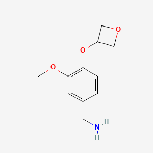 molecular formula C11H15NO3 B1426453 [3-甲氧基-4-(氧杂环丁烷-3-氧基)苯基]甲胺 CAS No. 1349718-91-7