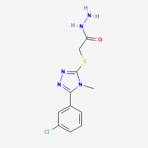 molecular formula C11H12ClN5OS B1426470 2-{[5-(3-chlorophenyl)-4-methyl-4H-1,2,4-triazol-3-yl]thio}acetohydrazide CAS No. 1306738-88-4