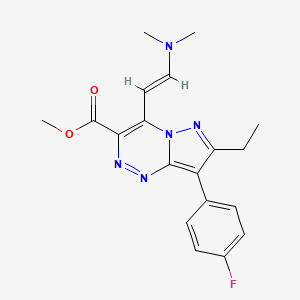 molecular formula C19H20FN5O2 B1426473 methyl 4-[(E)-2-(dimethylamino)vinyl]-7-ethyl-8-(4-fluorophenyl)pyrazolo[5,1-c][1,2,4]triazine-3-carboxylate CAS No. 1306753-61-6
