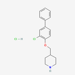molecular formula C18H21Cl2NO B1426526 3-氯[1,1'-联苯]-4-基 4-哌啶基甲醚盐酸盐 CAS No. 1219976-81-4