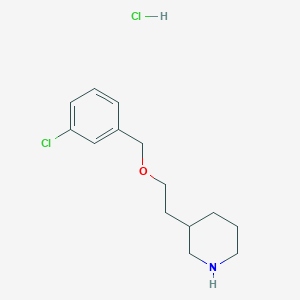 molecular formula C14H21Cl2NO B1426530 3-{2-[(3-氯苄基)氧基]乙基}哌啶盐酸盐 CAS No. 1219980-56-9