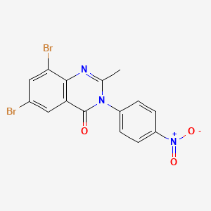 4(3H)-Quinazolinone, 6,8-dibromo-2-methyl-3-(4-nitrophenyl)-