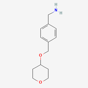molecular formula C13H19NO2 B1426567 {4-[(Oxan-4-yloxy)methyl]phenyl}methanamine CAS No. 864266-78-4