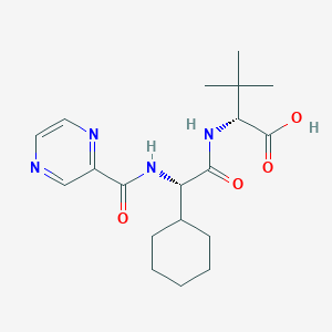 molecular formula C19H28N4O4 B1426570 D-缬氨酸，(2S)-2-环己基-N-(2-吡嗪基羰基)甘氨酰-3-甲基- CAS No. 1033882-31-3