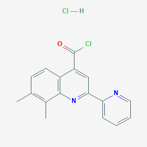 molecular formula C17H14Cl2N2O B1426599 盐酸7,8-二甲基-2-(吡啶-2-基)喹啉-4-甲酰氯 CAS No. 1332528-38-7