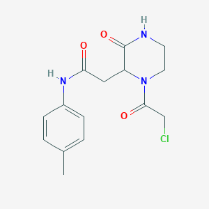 molecular formula C15H18ClN3O3 B1426610 2-[1-(chloroacetyl)-3-oxopiperazin-2-yl]-N-(4-methylphenyl)acetamide CAS No. 1306738-26-0