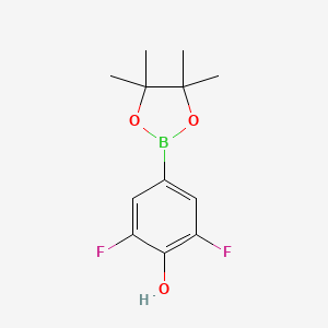 molecular formula C12H15BF2O3 B1426715 2,6-二氟-4-(4,4,5,5-四甲基-1,3,2-二氧杂硼环-2-基)苯酚 CAS No. 1029439-83-5