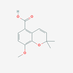 molecular formula C13H14O4 B14267449 8-Methoxy-2,2-dimethyl-2H-1-benzopyran-5-carboxylic acid CAS No. 185407-58-3